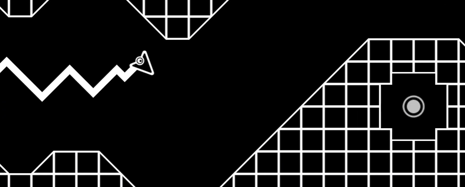Geometry Arrow 2 레벨 끝의 원형 포털로 향하는 화살표