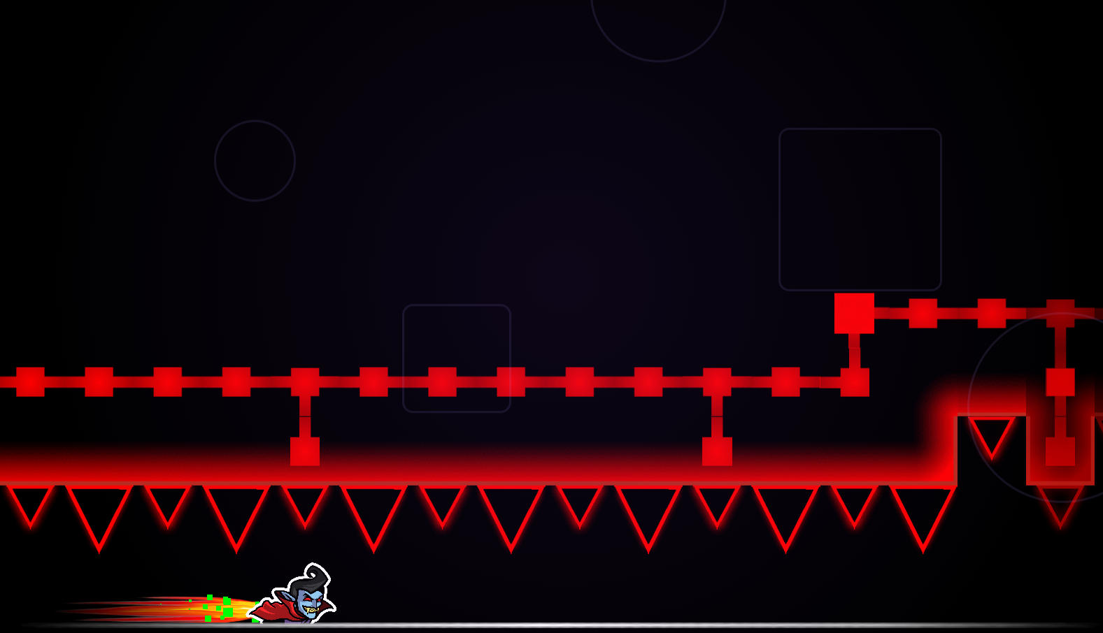 Geometry Dash Bloodbath의 붉은 장애물과 빠른 큐브 구간