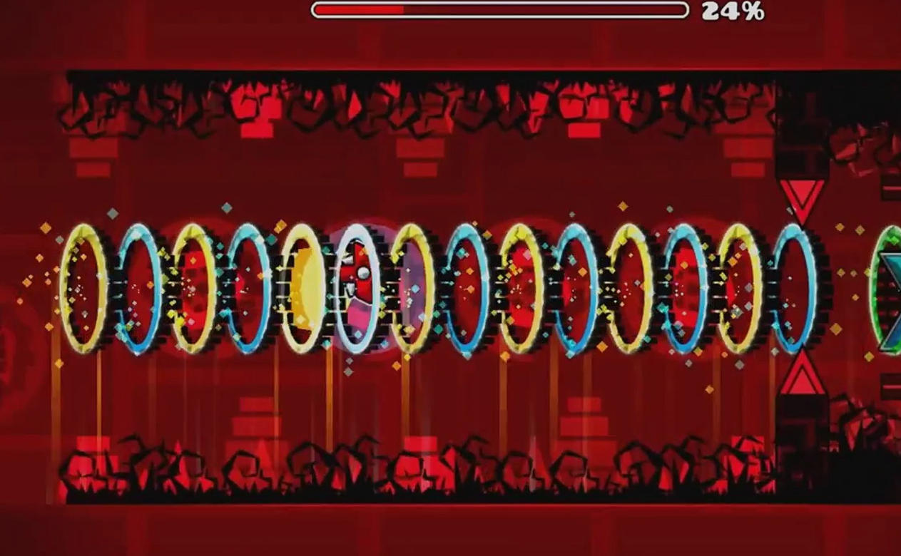 Geometry Dash Bloodbath의 웨이브와 비행 구간